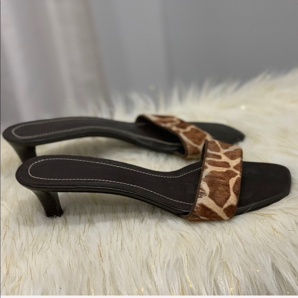 Ralph Lauren Carla brown calf hair slippers 8B - Picture 6 of 7